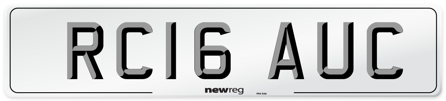 RC16 AUC Number Plate from New Reg